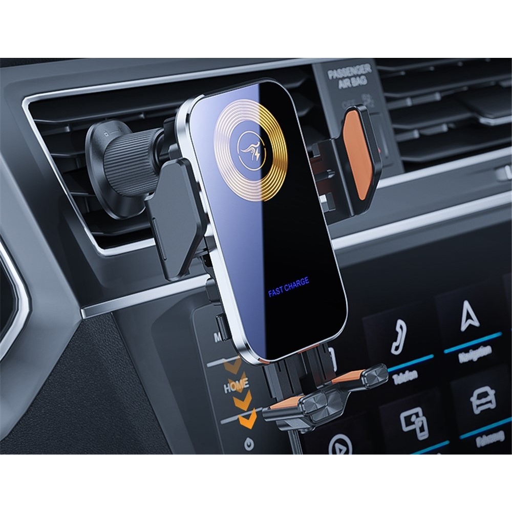 X15 bezdrôtová nabíjačka do auta s držiakom do ventilácie 15 W - strieborná