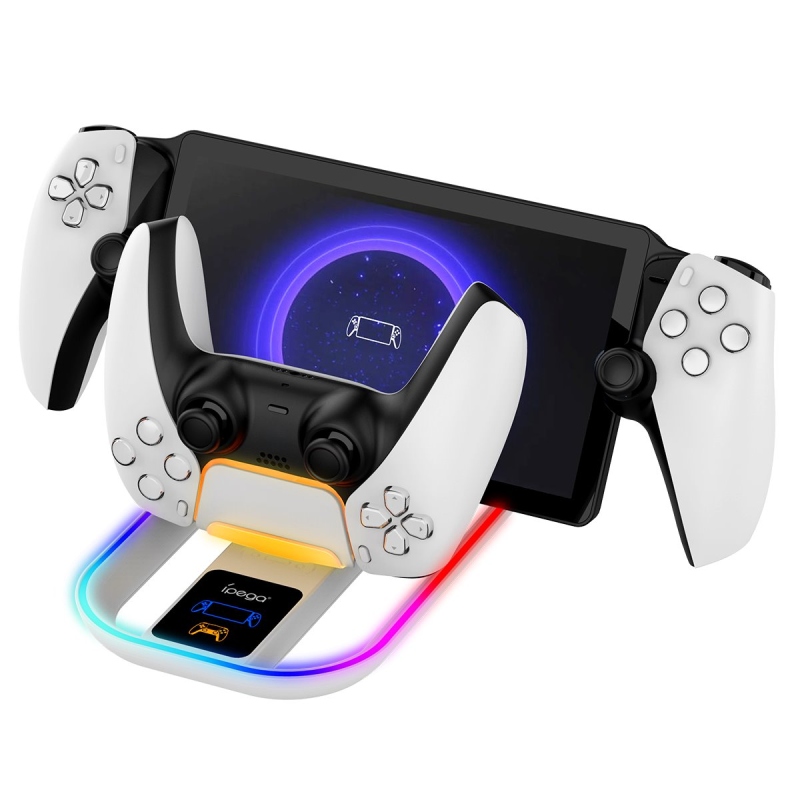 iPega P5P11 Charger Dock s RGB 2v1 pre Playstation Portal Remote Player a PS5 Ovládač White