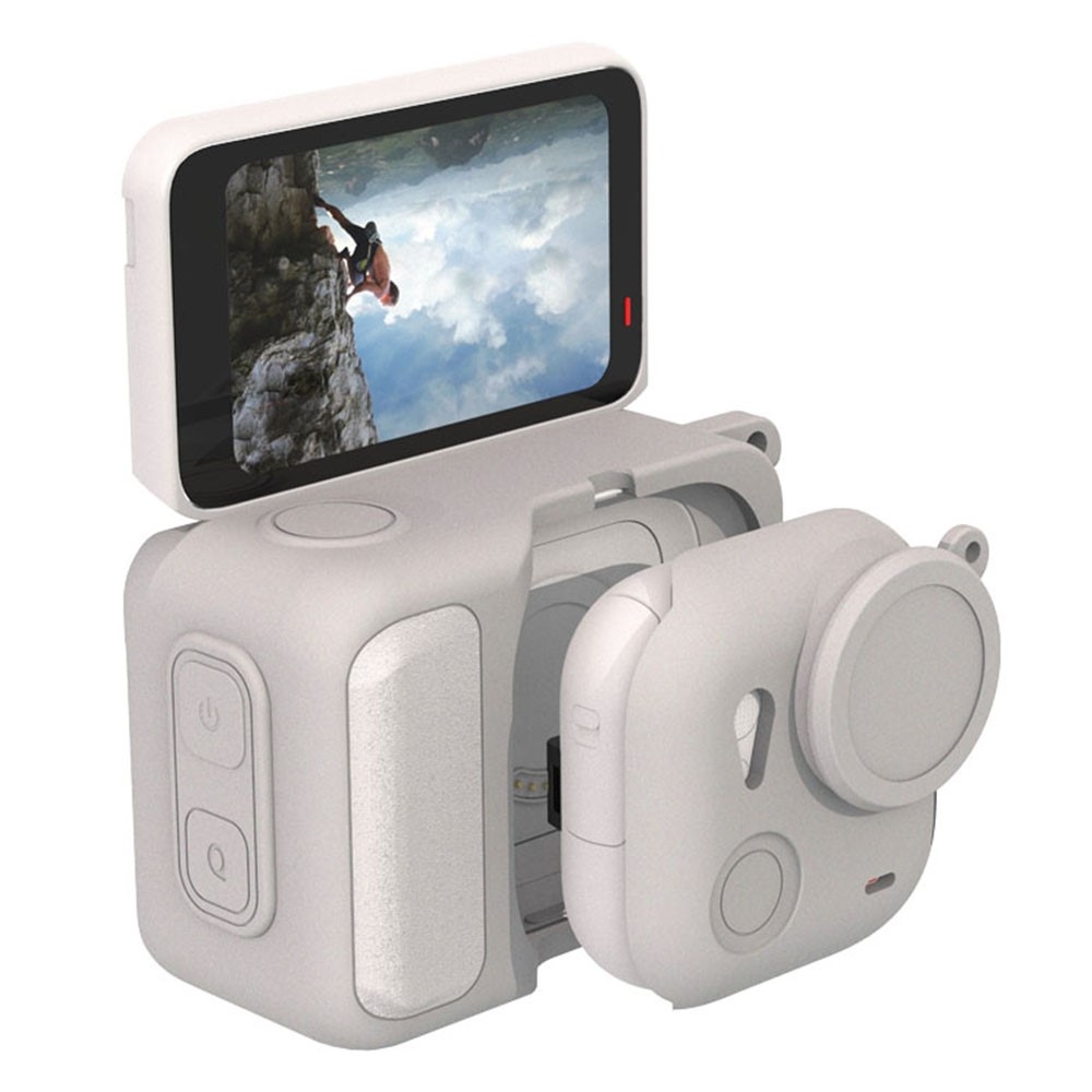 Silikónový ochranný obal s krytkou objektívu pre Insta360 GO Ultra – sivý