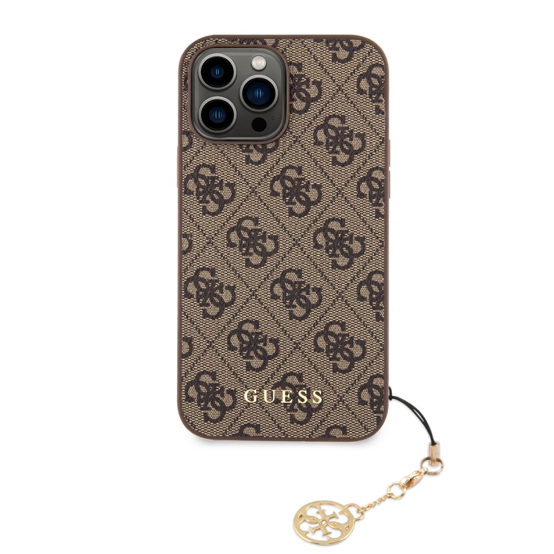 Guess 4G Charm Zadný Kryt pre iPhone 13 Pro Max Tone on Tone Brown