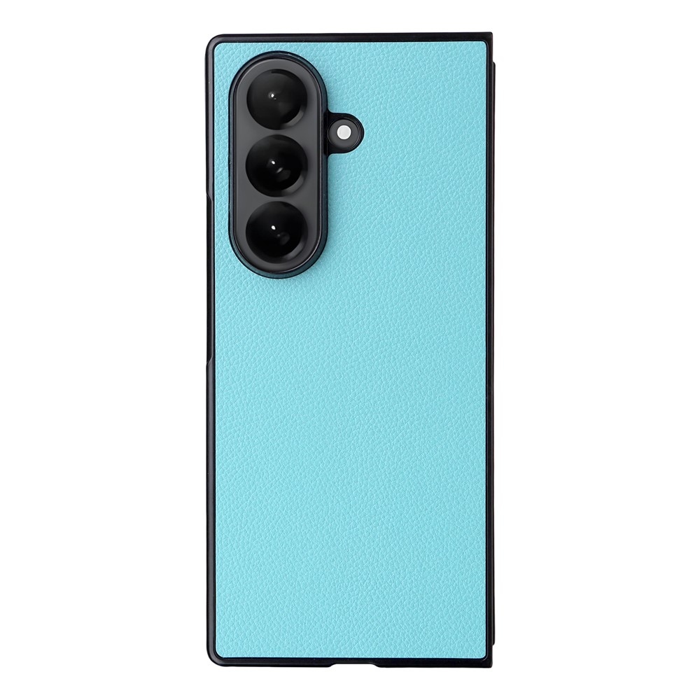 Leather plastový obal potiahnutý umelou kožou na Samsung Galaxy Z Fold7 5G - svetlomodrý