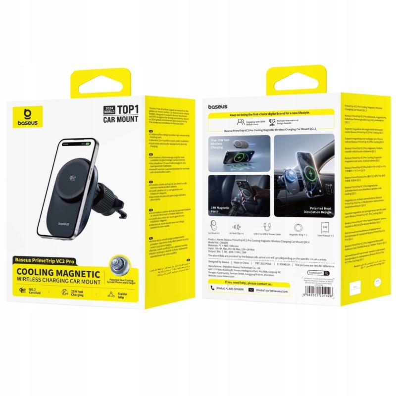 Baseus PrimeTrip VC2 Pro Chladiaci magnetický držiak do auta s bezdrôtovým nabíjaním 25W Cosmic Black