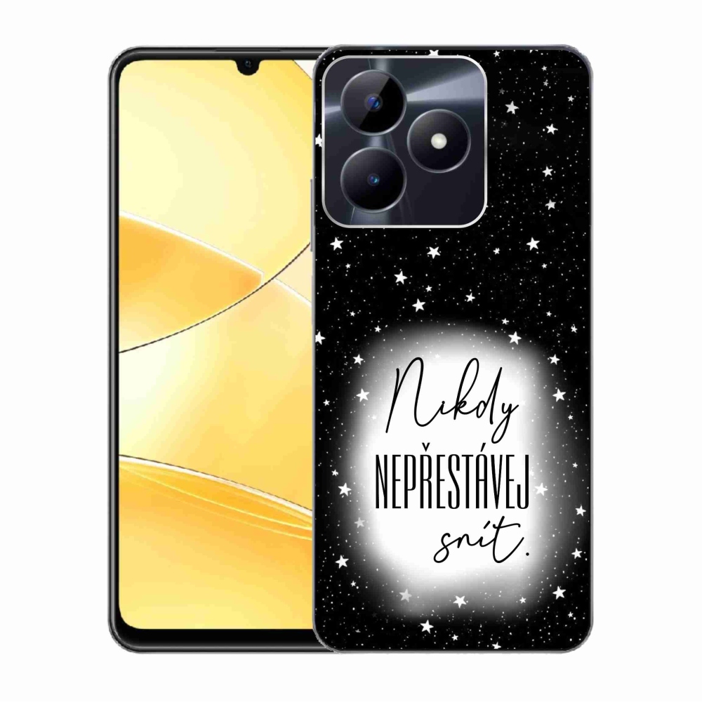 Gélový kryt mmCase na Realme C51/C53 - citát 1 bieločierne pozadie
