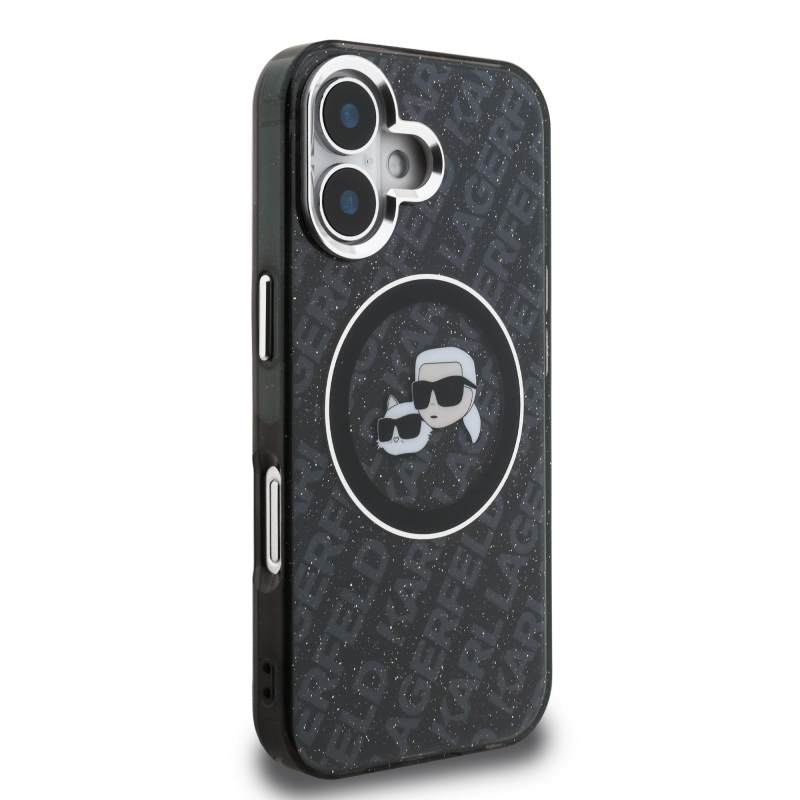 Karl Lagerfeld IML K&CH Heads Repeated Logo MagSafe Zadný Kryt pre iPhone 16 Black