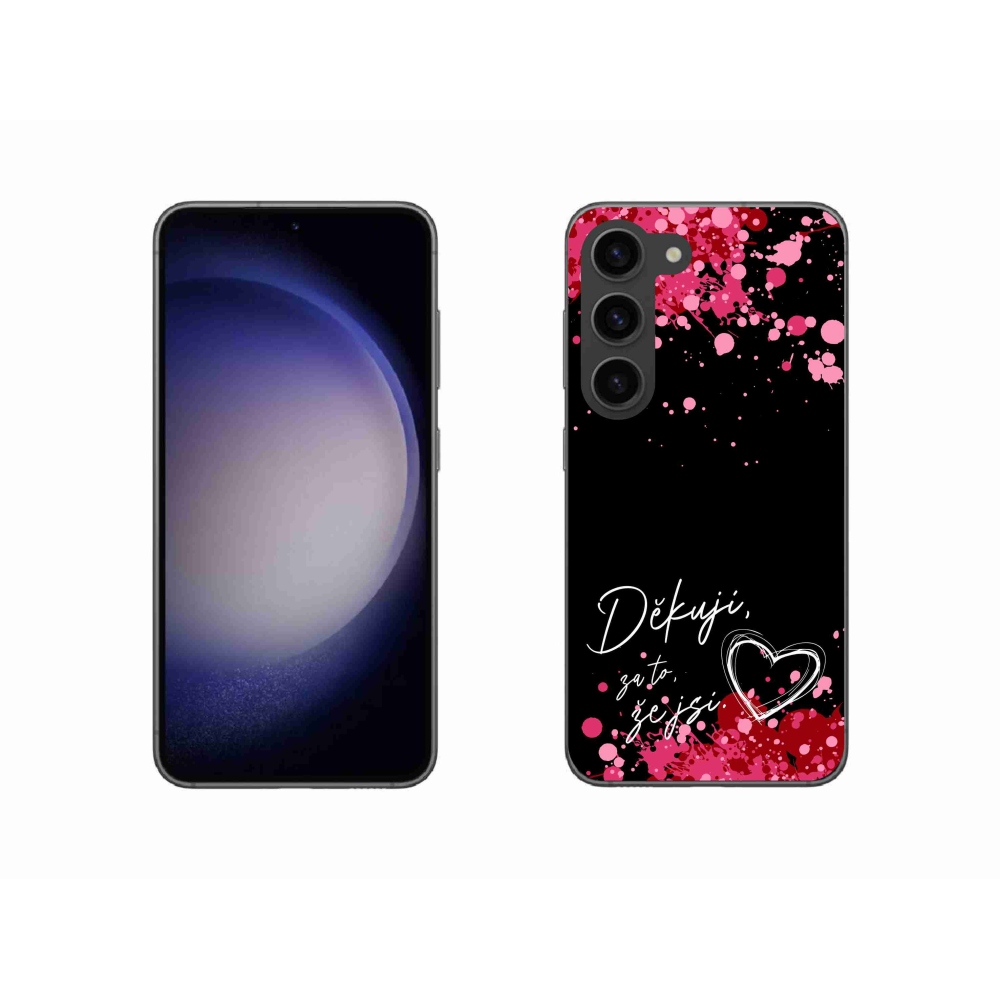 Gélový kryt mmCase na Samsung Galaxy S23 5G - zamilovaný text 2 čierne pozadie