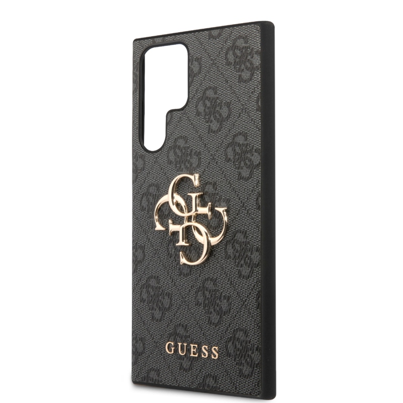 Guess PU 4G Metal Logo Zadný Kryt pre Samsung Galaxy S24 Ultra Grey
