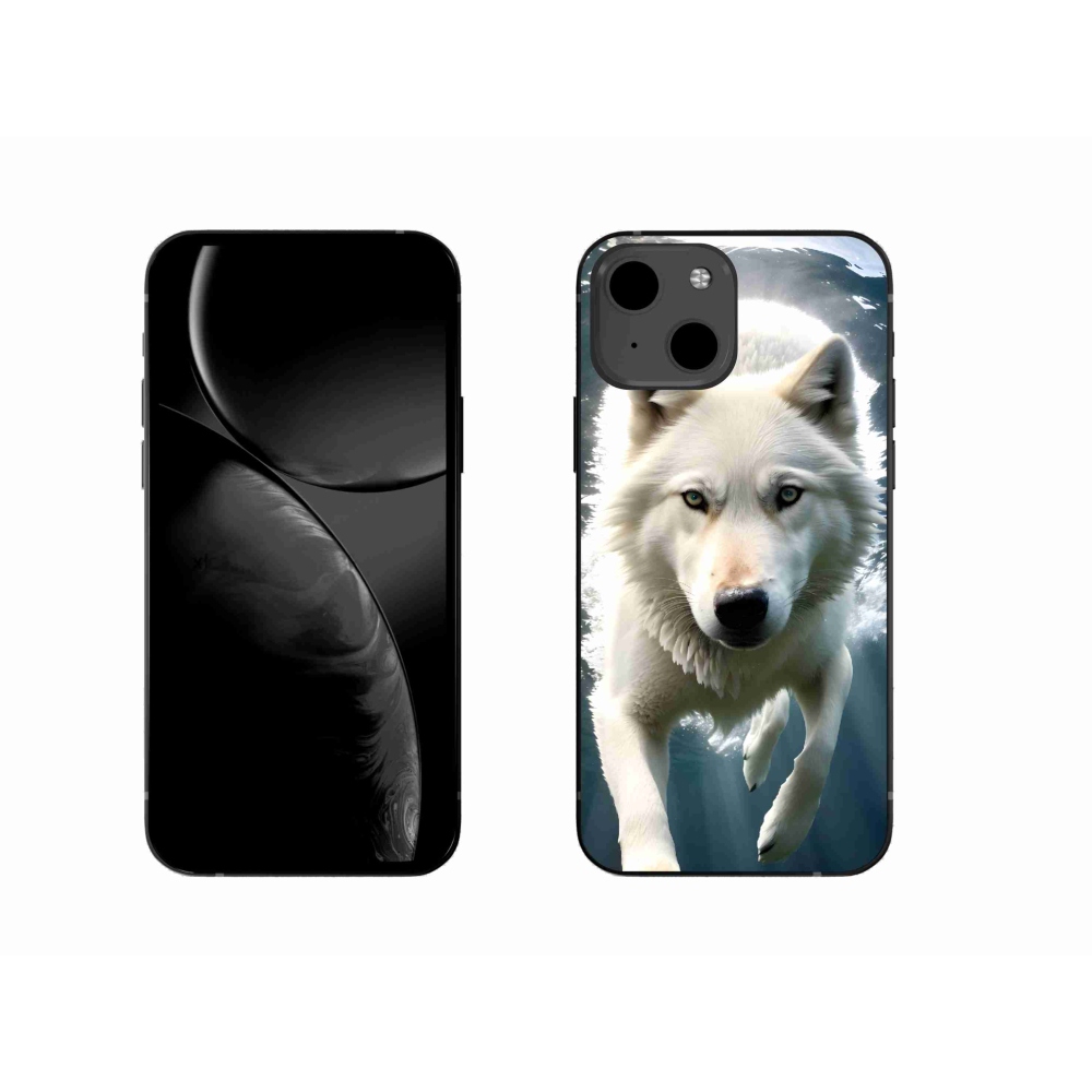 Gélový kryt mmCase na iPhone 13 - biely vlk