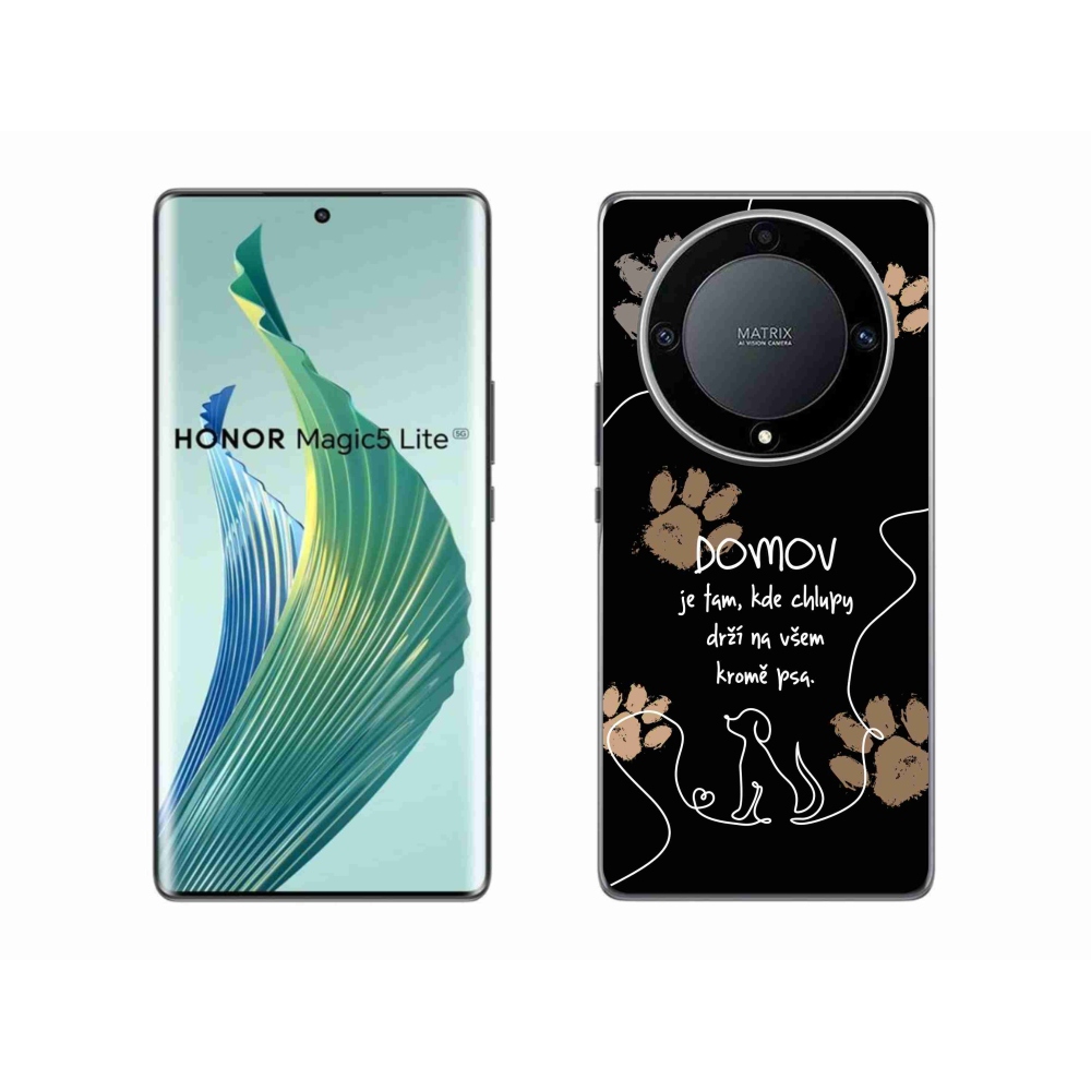 Gélový kryt mmCase na Honor Magic 5 Lite 5G - psí motív čierne pozadie