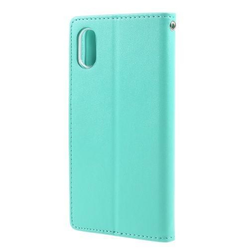 BravoDiary PU kožené zapínacie púzdro na iPhone X - cyan