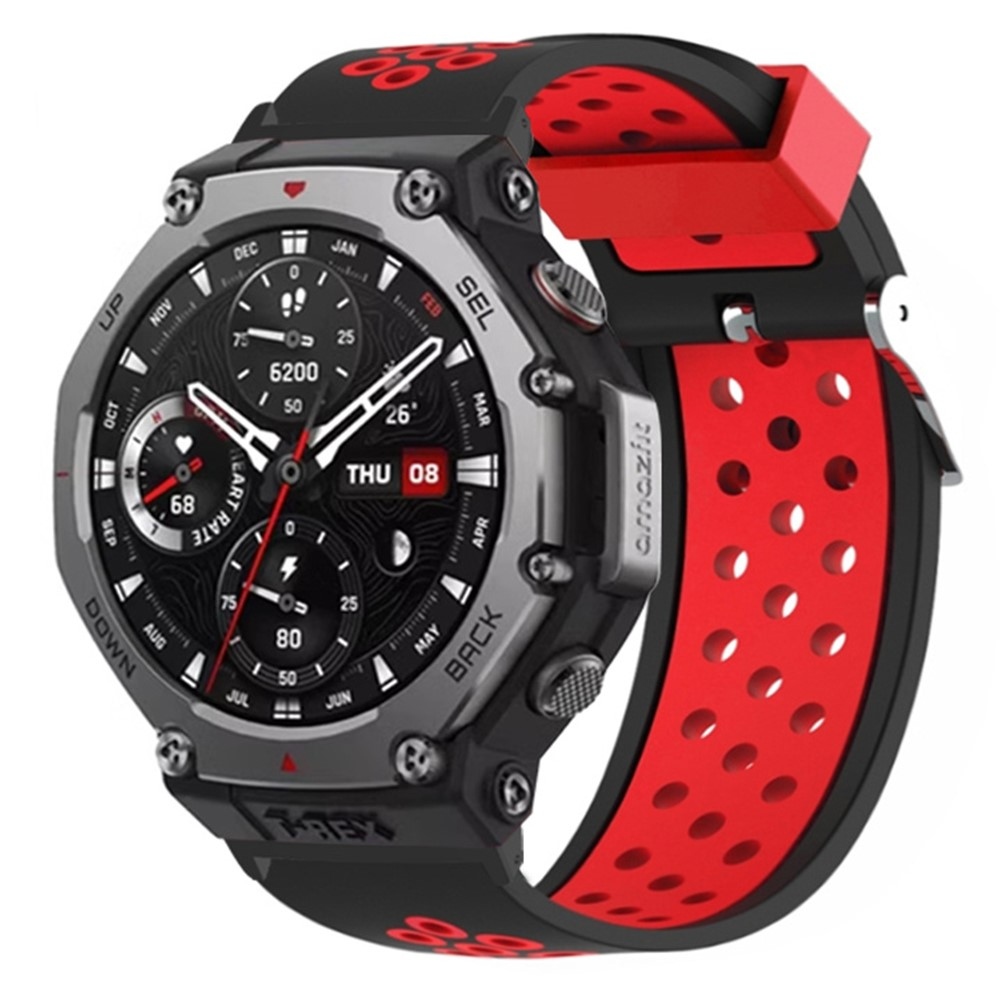 Breath silikónový remienok na Amazfit T-Rex 3 - čierny/červený