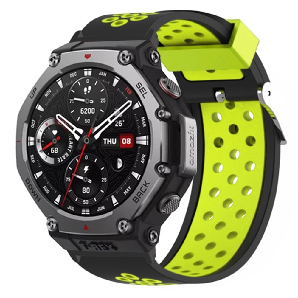 Breath silikónový remienok na Amazfit T-Rex 3 - čierny/zelený