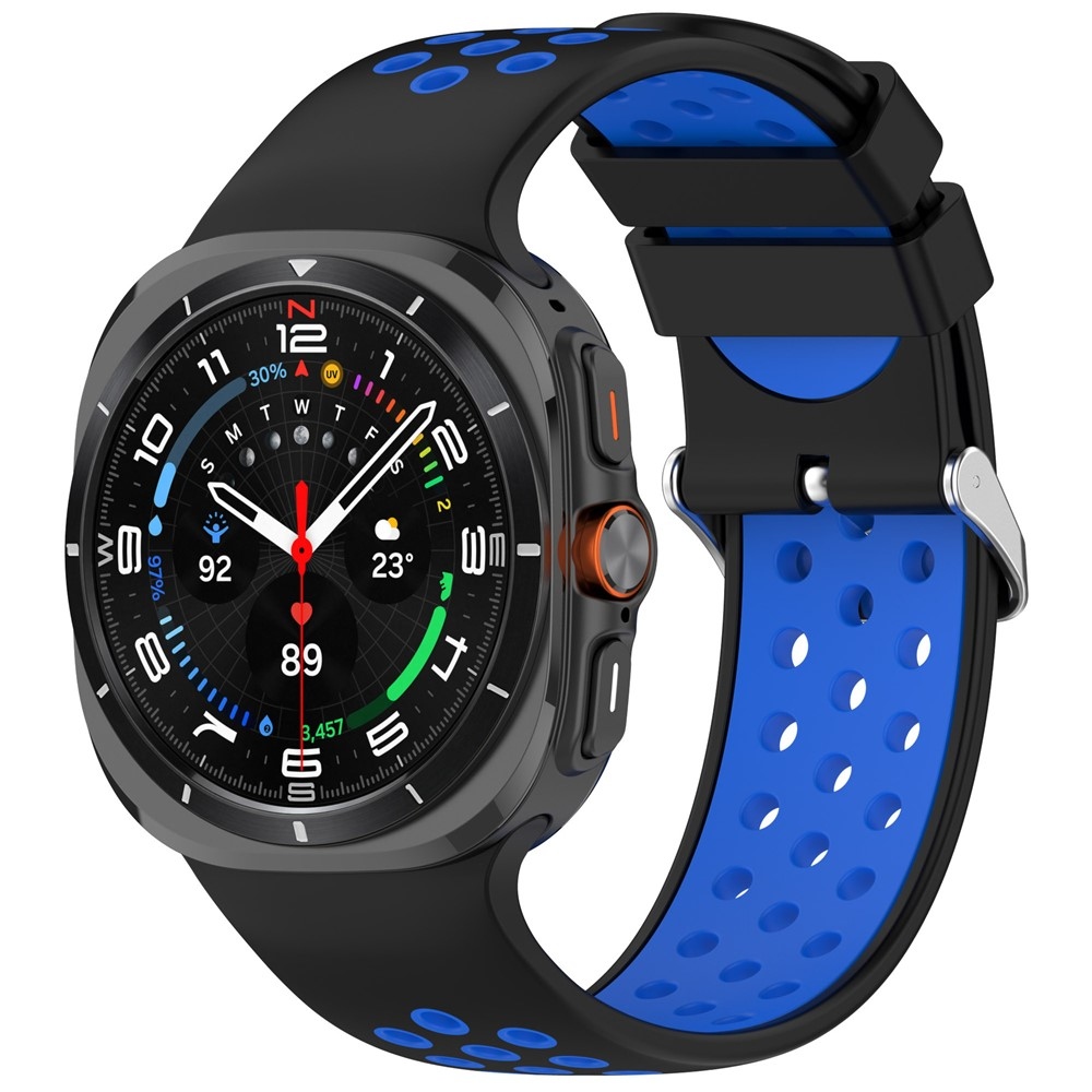Breath silikónový remienok na Samsung Galaxy Watch Ultra (2025) 47mm - čierny/modrý