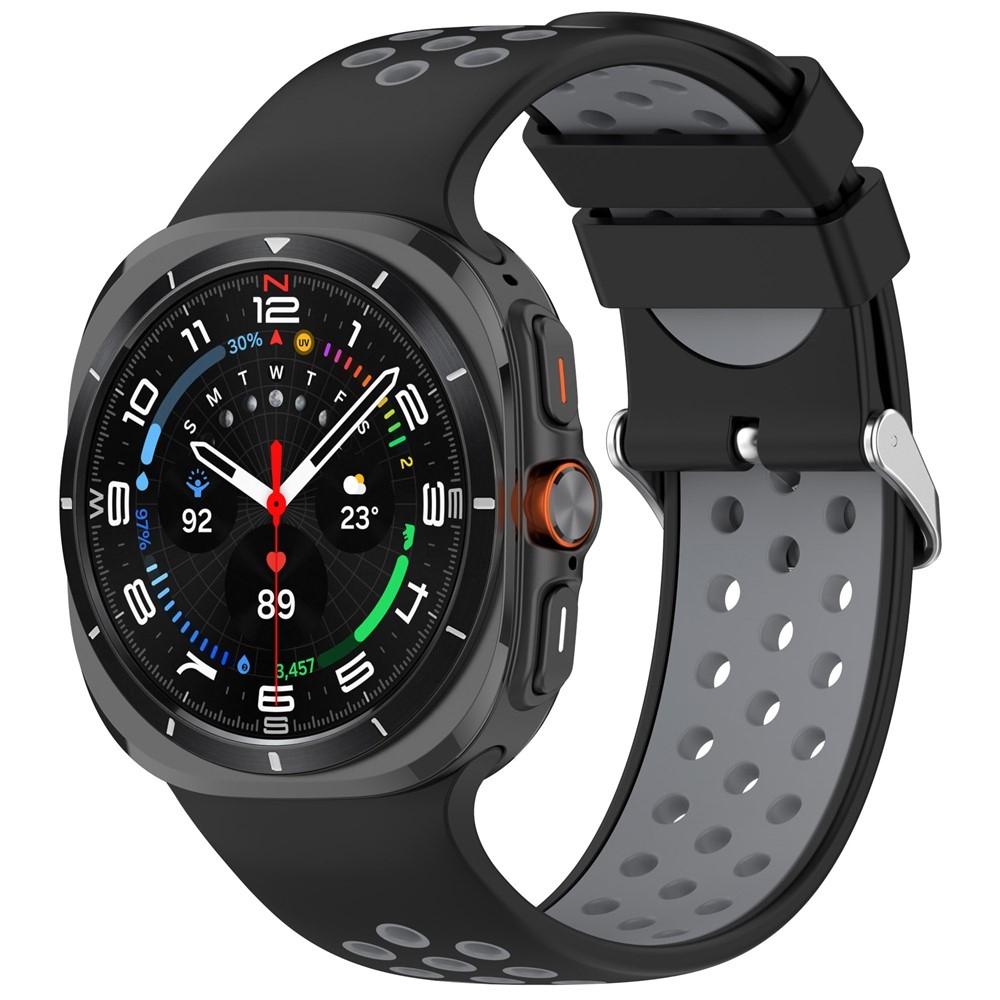 Breath silikónový remienok na Samsung Galaxy Watch Ultra (2025) 47mm - čierny / sivý