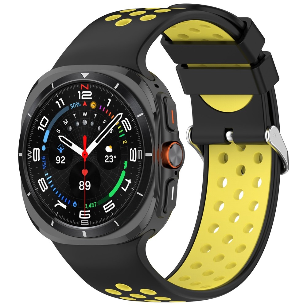 Breath silikónový remienok na Samsung Galaxy Watch Ultra (2025) 47mm - čierny/žltý