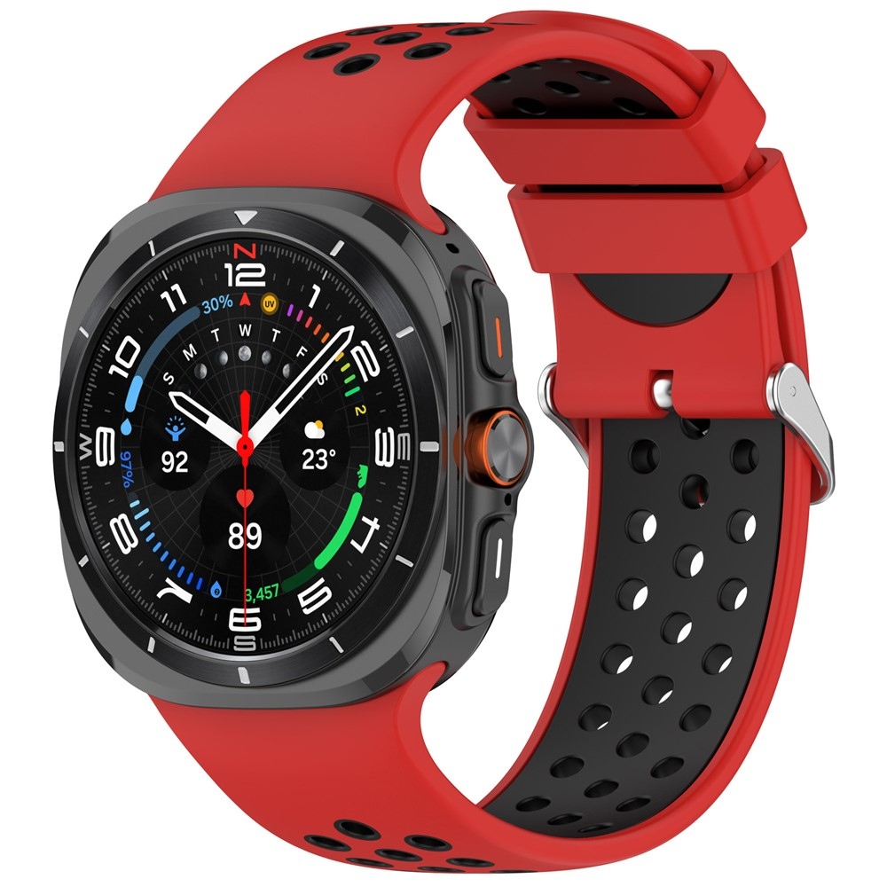 Breath silikónový remienok na Samsung Galaxy Watch Ultra (2025) 47mm - červený/čierny