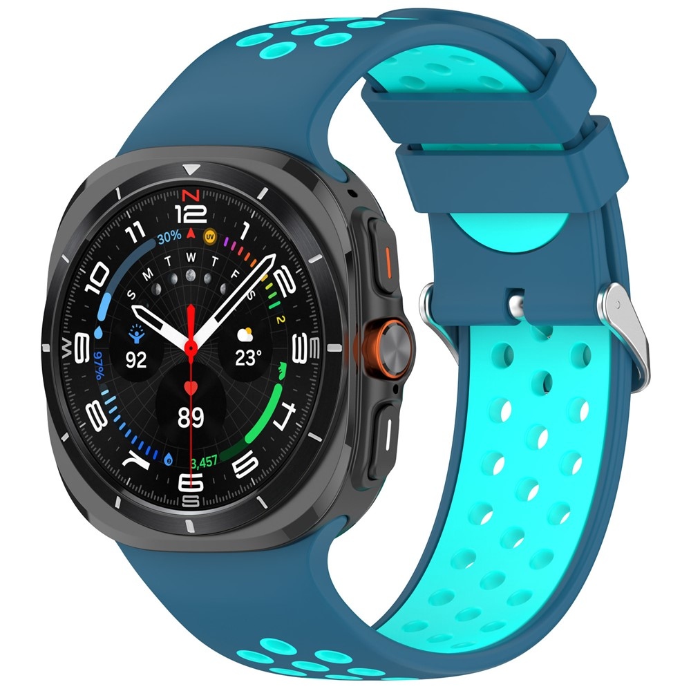 Breath silikónový remienok na Samsung Galaxy Watch Ultra (2025) 47mm - modrý / svetlomodrý