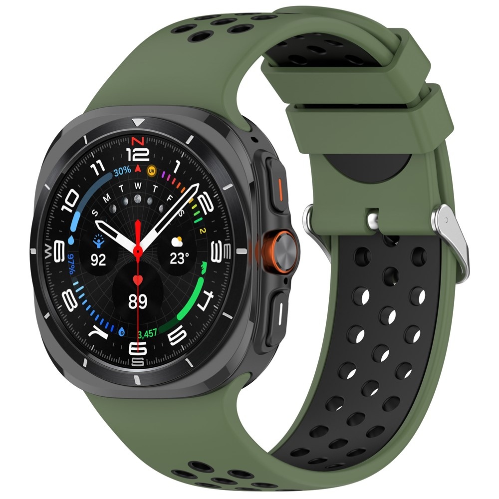 Breath silikónový remienok na Samsung Galaxy Watch Ultra (2025) 47mm - zelený/čierny