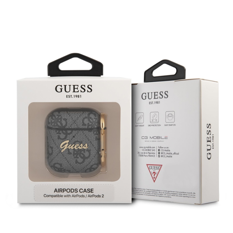 Guess 4G Script PC/PU Puzdro pre Airpods 1/2 Grey