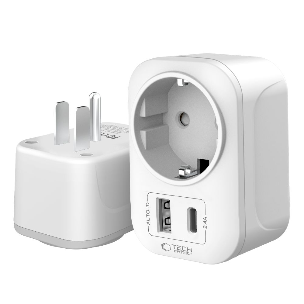 Tech-Protect TA100 cestovný adaptér EÚ na US s USB-C a USB-A