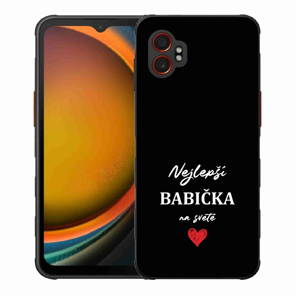 Gélový kryt mmCase na Samsung Galaxy Xcover 7 Pro - najlepšia babička 1 čierne pozadie