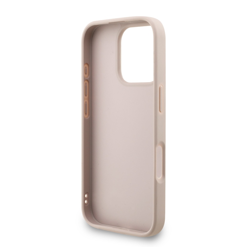 Guess PU 4G Metal Logo Strap Zadný Kryt pre iPhone 16 Pro Pink