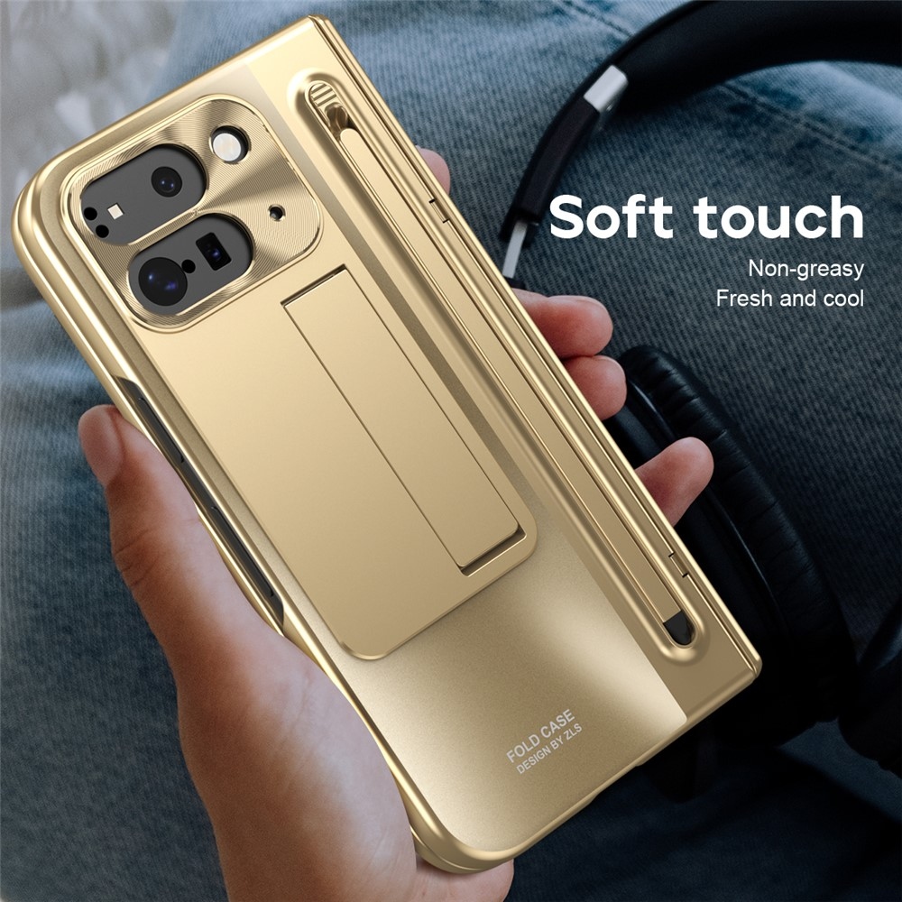 Hinge plastový kryt so stylusom a ochranou displeja na Google Pixel 10 Pro Fold - zlatý