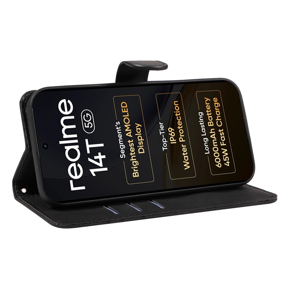 Curved knižkové puzdro na Realme 14 5G/14T 5G - čierne