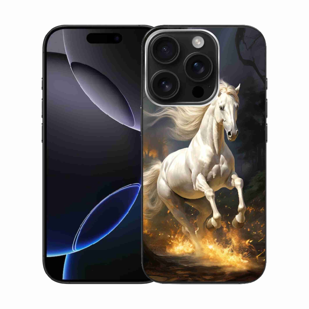 Gélový kryt mmCase na iPhone 16 Pro - biely kôň 2