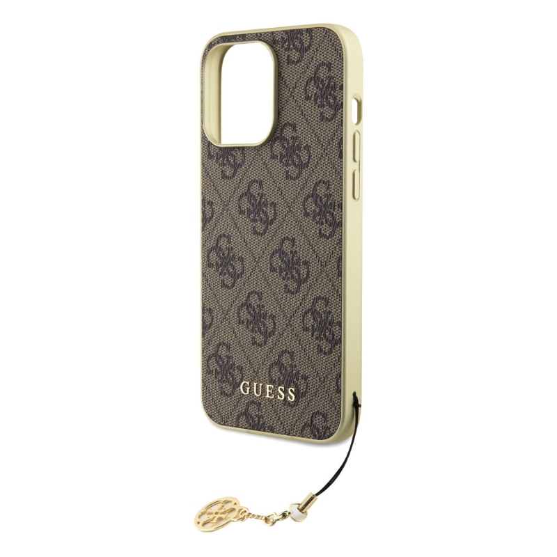 Guess 4G Charm Zadný Kryt pre iPhone 15 Pro Max Brown