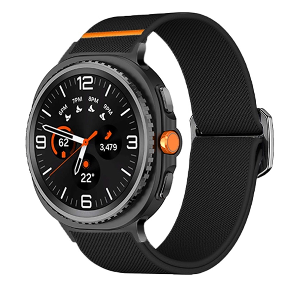 Bull nylonový elastický remienok na Samsung Galaxy Watch8 Classic 46mm/Watch8 44mm/40mm - čierny