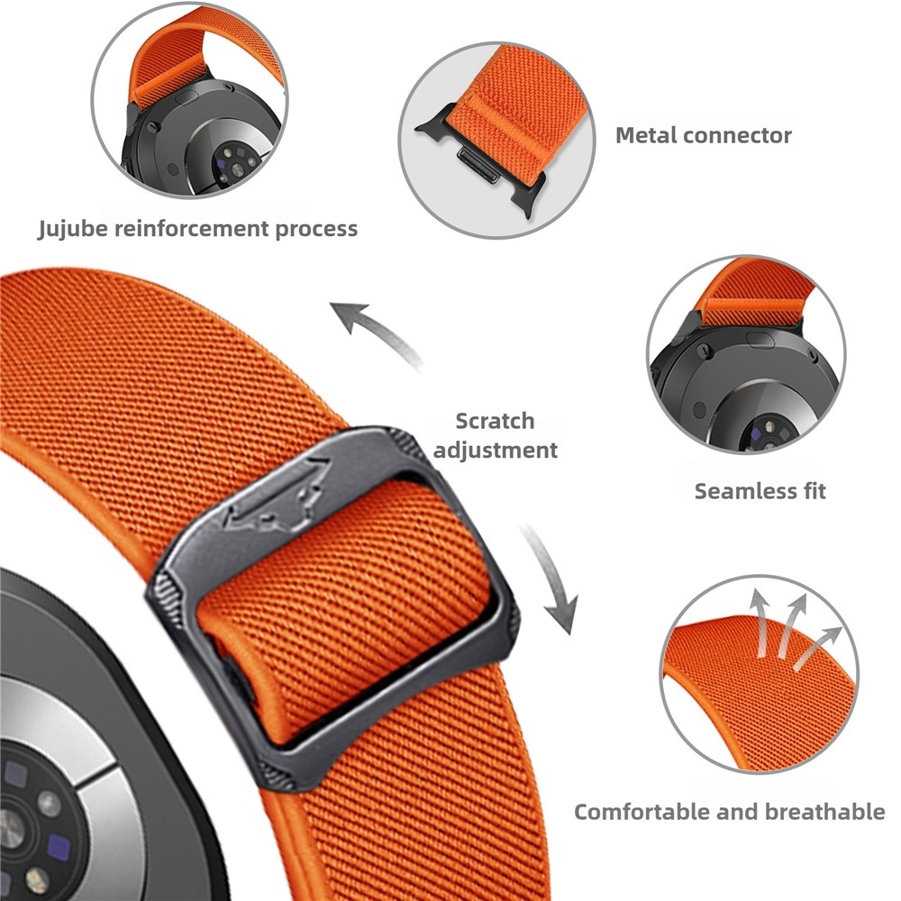 Bull nylonový elastický remienok na Samsung Galaxy Watch8 Classic 46mm/Watch8 44mm/40mm - oranžový