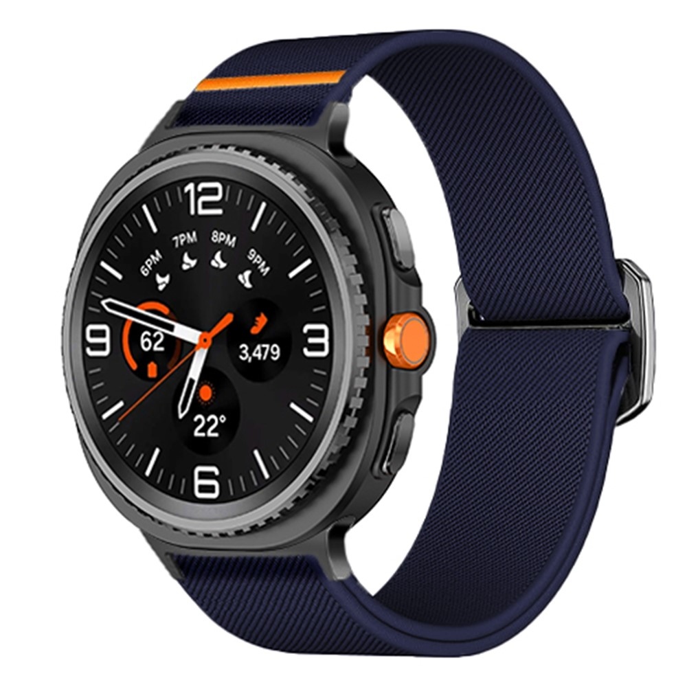 Bull nylonový elastický remienok na Samsung Galaxy Watch8 Classic 46mm/Watch8 44mm/40mm - tmavomodrý