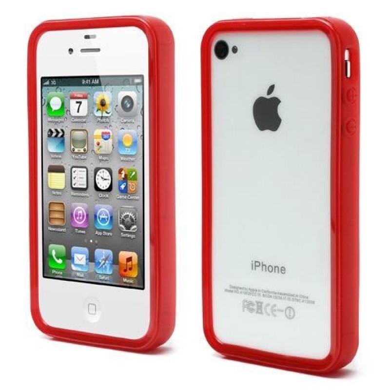 Bumper style gélový rámček na iPhone 4 a iPhone 4s - červený