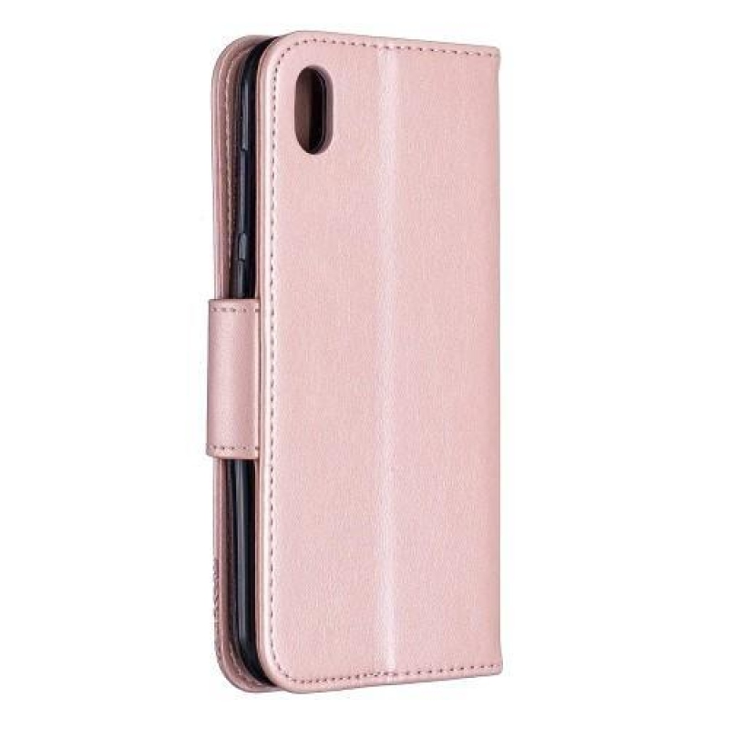 Butterflies PU kožené peněženkové puzdro na mobil Huawei Y5 (2019) / Honor 8S - růžovozlaté