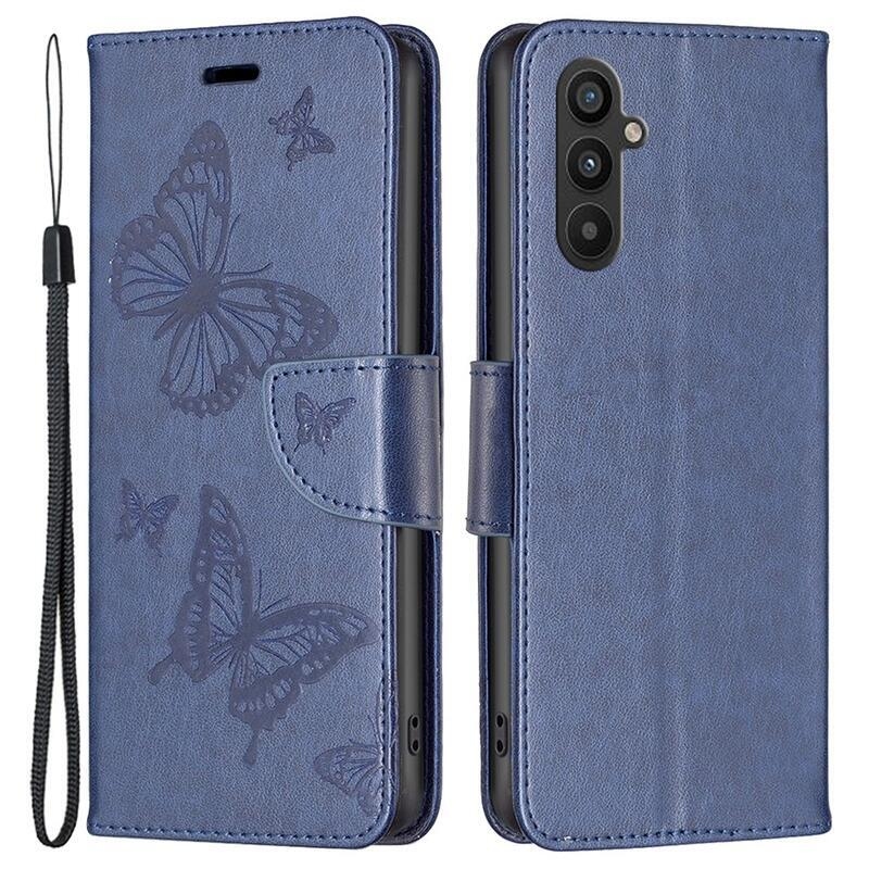 Butterfly knižkové púzdro na Samsung Galaxy A34 5G - tmavomodré
