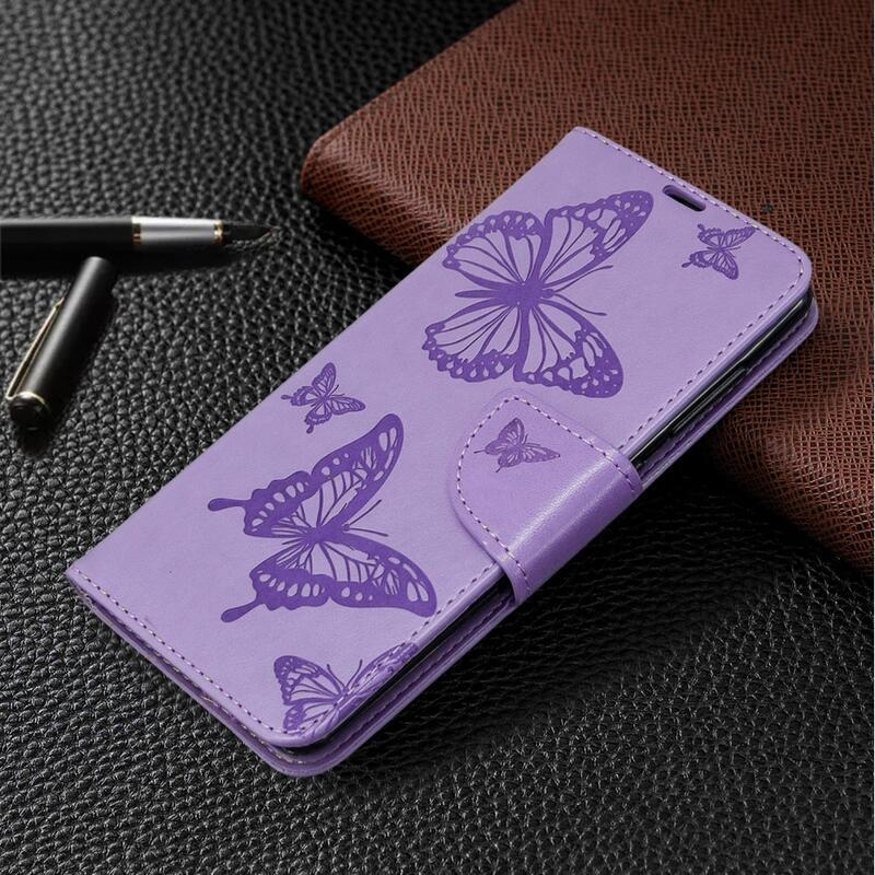 Butterfly knižkové puzdro na Samsung Galaxy A41 - fialové