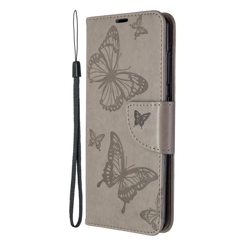Butterfly knižkové púzdro na Samsung Galaxy A41 - šedé
