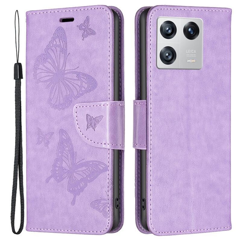 Butterfly knižkové púzdro na Xiaomi 13 - fialové