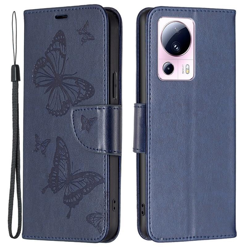 Butterfly knižkové púzdro na Xiaomi 13 Lite - tmavomodré