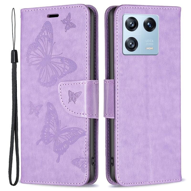 Butterfly knižkové púzdro na Xiaomi 13 Pro - fialové