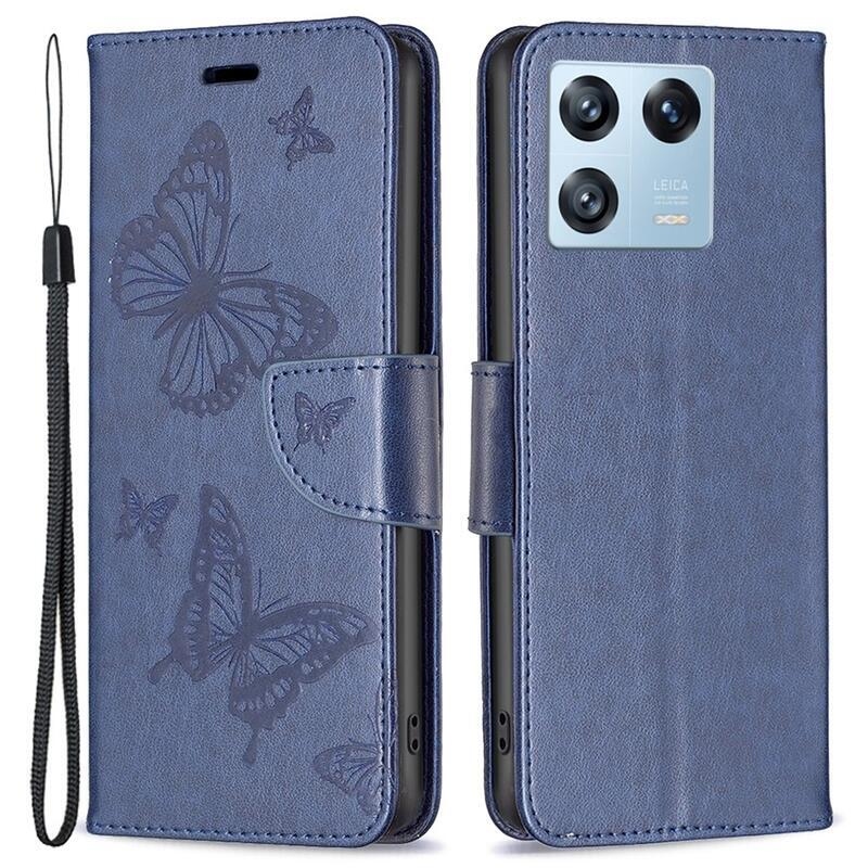 Butterfly knižkové púzdro na Xiaomi 13 Pro - tmavomodré