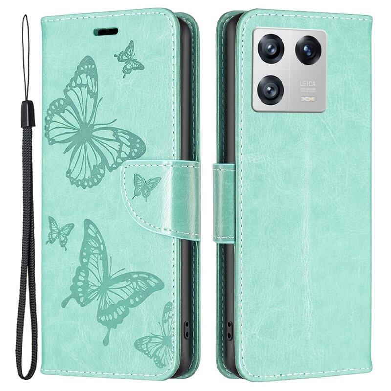 Butterfly knižkové púzdro na Xiaomi 13 - zelené