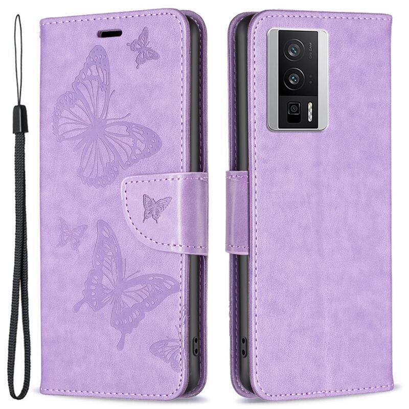 Butterfly knižkové púzdro na Xiaomi Poco F5 Pro - fialové