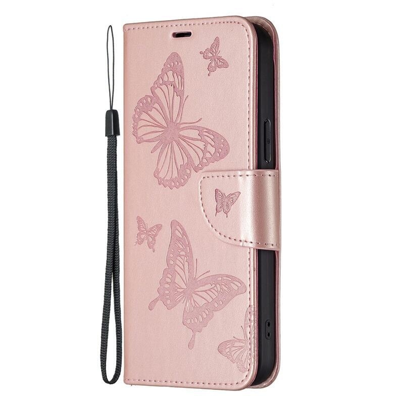 Butterfly knižkové puzdro na Xiaomi Redmi 12C - ružovozlaté
