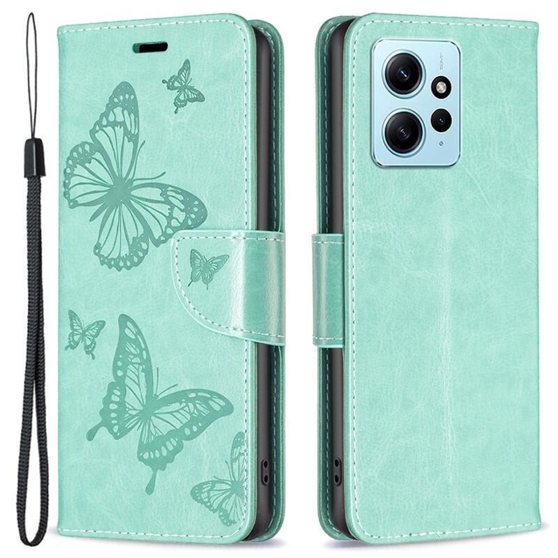 Butterfly knižkové púzdro na Xiaomi Redmi Note 12 4G - modrozelené