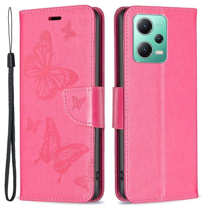 Butterfly knižkové púzdro na Xiaomi Redmi Note 12 5G/Poco X5 5G - rose