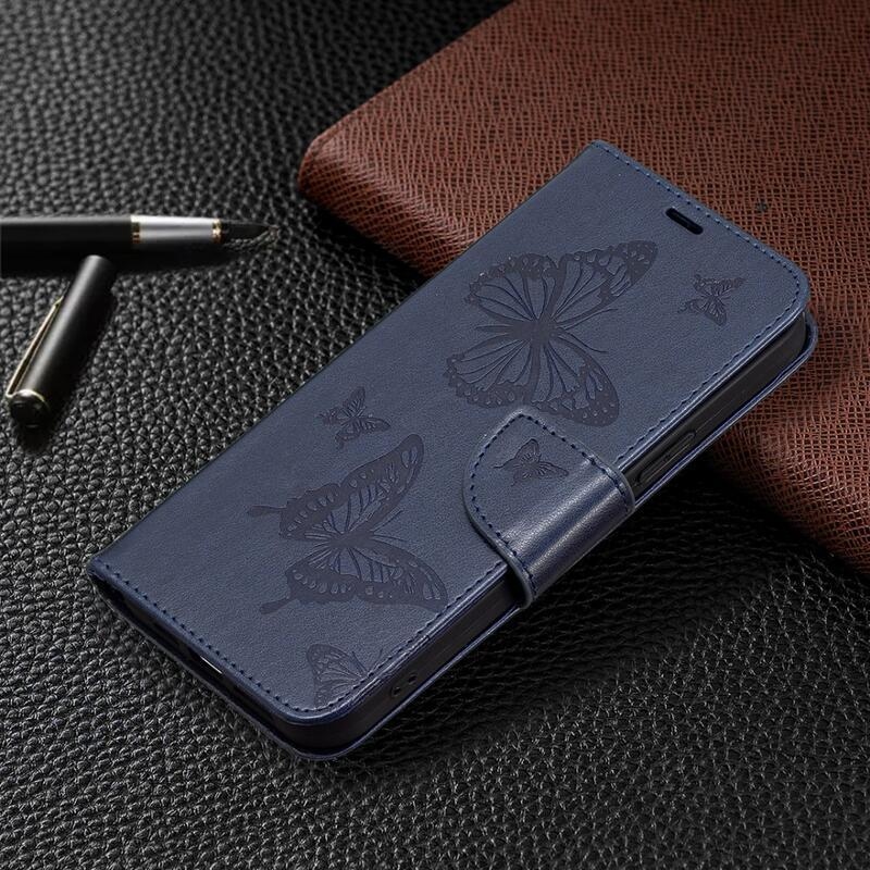Butterfly knižkové púzdro na Xiaomi Redmi Note 12 5G/Poco X5 5G - tmavomodré