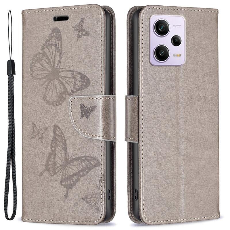 Butterfly knižkové púzdro na Xiaomi Redmi Note 12 Pro 5G/Poco X5 Pro 5G - šedé