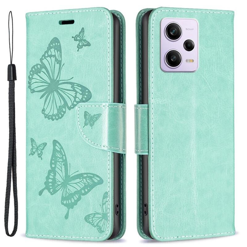 Butterfly knižkové púzdro na Xiaomi Redmi Note 12 Pro 5G/Poco X5 Pro 5G - zelené