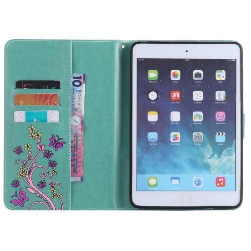 Butterfly Knížková puzdro z PU kože na iPad mini, iPad mini 2, iPad mini 3 - zelené